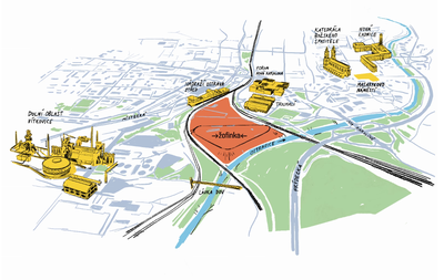 Místo, do kterého je situována budoucí nová městská čtvrť Žofinka. Grafika: ONplan