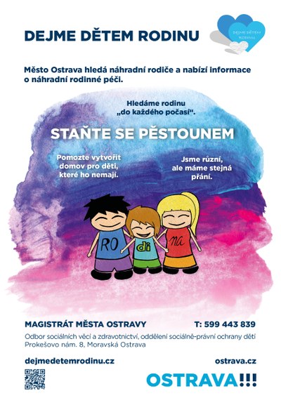 Grafický plakát kampaně s názvem Dejme dětem rodinu