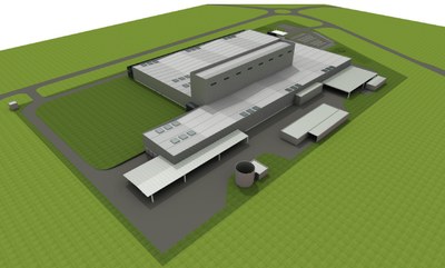 Vizualizace podoby nového továrny společnosti IRCE. Zdroj: ARKLAB, Studio Di Architettura