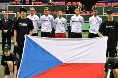 Tým ČR (zleva): kapitán J. Navrátil, T. Berdych, R. Štěpánek, L. Rosol, J. Veselý. Foto: J. Urban