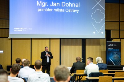 Vystoupení ostravského primátora Jana Dohnala na Dni geomatiky 2025. Foto: Lukáš Kaboň