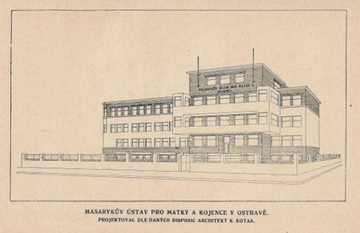 Dětské centrum domeček, ještě coby Masarykův ústav pro matky a kojence v Ostravě, ve 30. letech. Foto: AMO