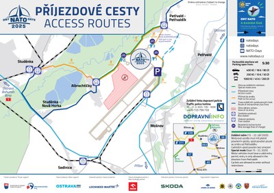 Praktická mapa příjezdových cest pomůže s dopravní orientací ve dnech konání akce.