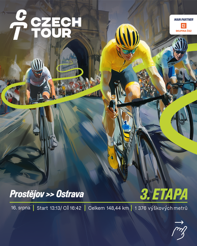 Grafický plakát ke třetí etapě Czech Tour 2025