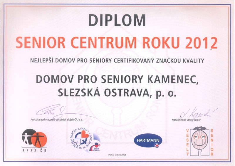 Domov pro seniory Kamenec je Senior centrem roku 2012 Domov pro seniory Kamenec je Senior centrem roku 2012