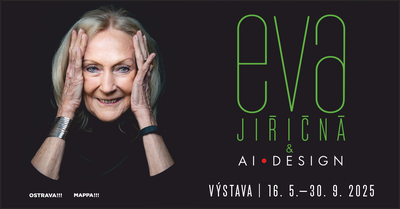 Grafická pozvánka k výstavě o tvorbě Evy Jiřičné