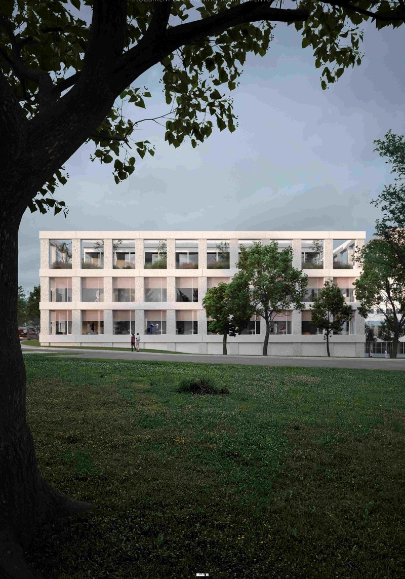 Vizualizace budoucí podoby exteriéru centrálních operačních sálů ve Fakultní nemocnici Ostrava. Zdroj: FNO