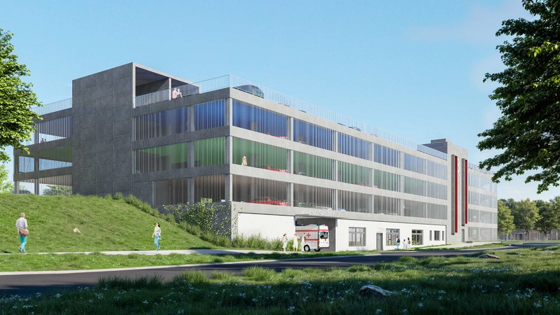 Takto bude vypadat nový parkovací dům u Fakultní nemocnice Ostrava. Zdroj: FNO