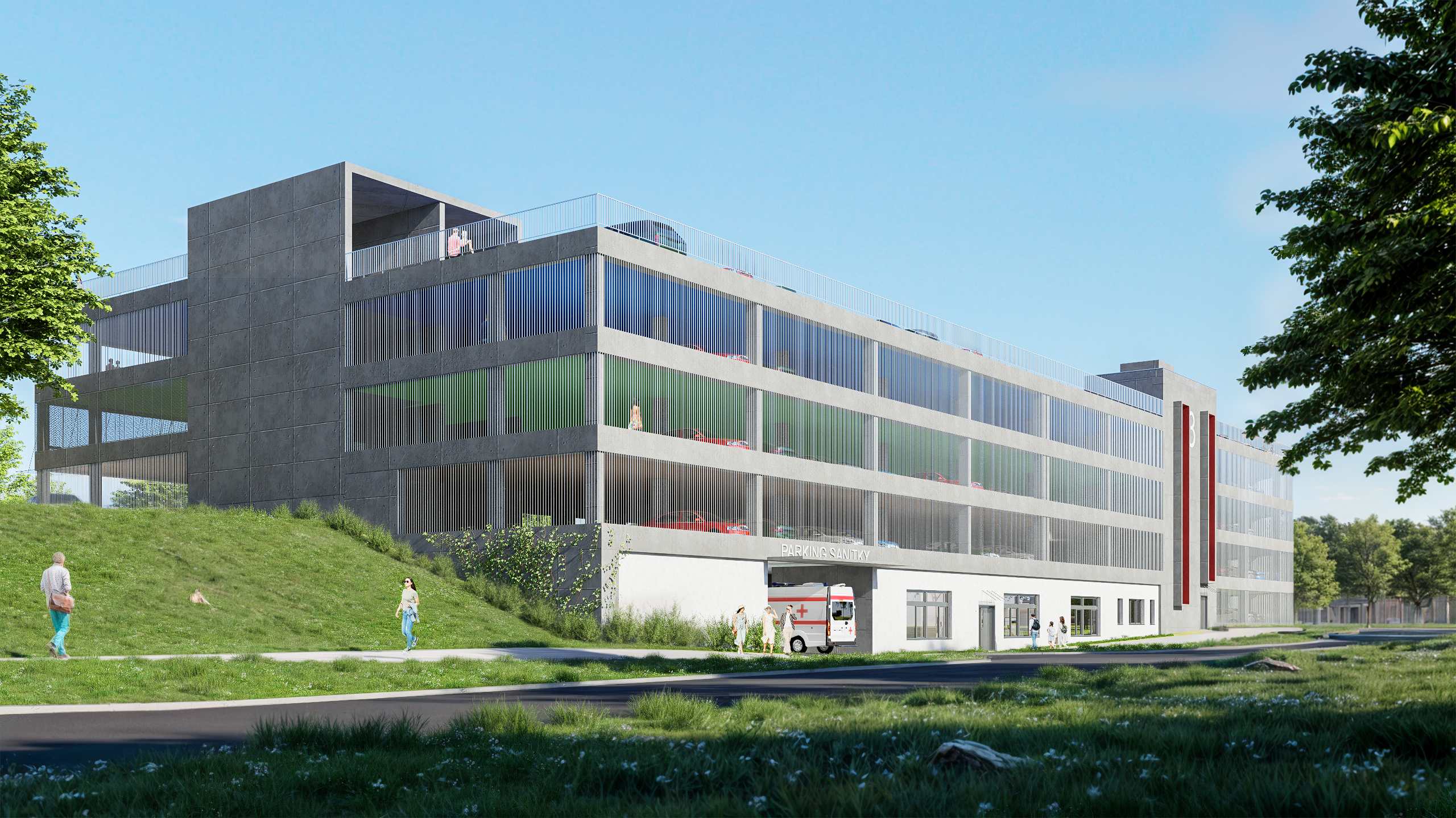 Takto bude vypadat nový parkovací dům u Fakultní nemocnice Ostrava. Zdroj: FNO