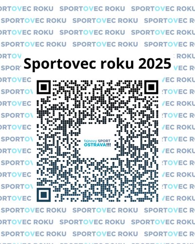 Grafický plakát k akci Sportovec roku 2025 s příslušným QR kódem