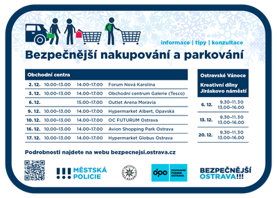 Grafický leták projektu Bezpečnější nakupování a parkování