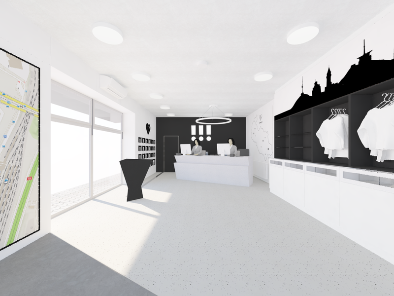 Vizualizace budoucí podoby interiéru svinovského infocentra. Autor: Vysloužil Architekti