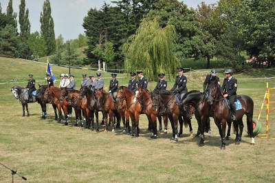 Slavnostní nástup jezdců a policejních koní z ČR, Polska a Slovenska. Foto: E. Kijonka