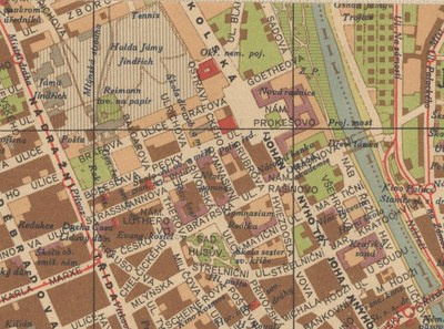 Výřez z „Peroutovy“ mapy, zachycující okolí Nové radnice. Foto: AMO