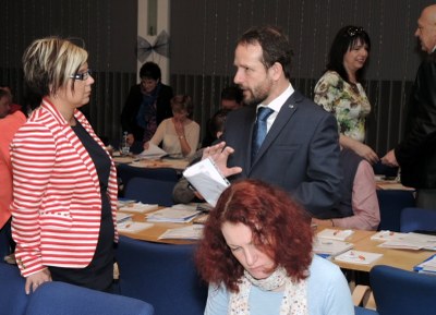 Primátor Tomáš Macura a starostka obvodu Moravská Ostrava a Přívoz Petra Bernfeldová při akci Svazu měst a obcí. Foto: J. Urban