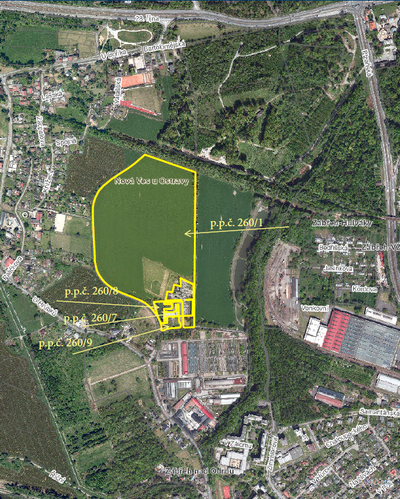 Vymezení lokality, ve které vznikne fotbalové tréninkové centrum. Zdroj: MMO