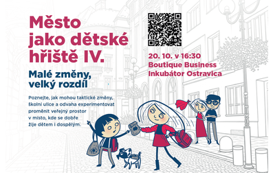 Grafická pozvánka k letošní debatě z cyklu Město jako dětské hřiště