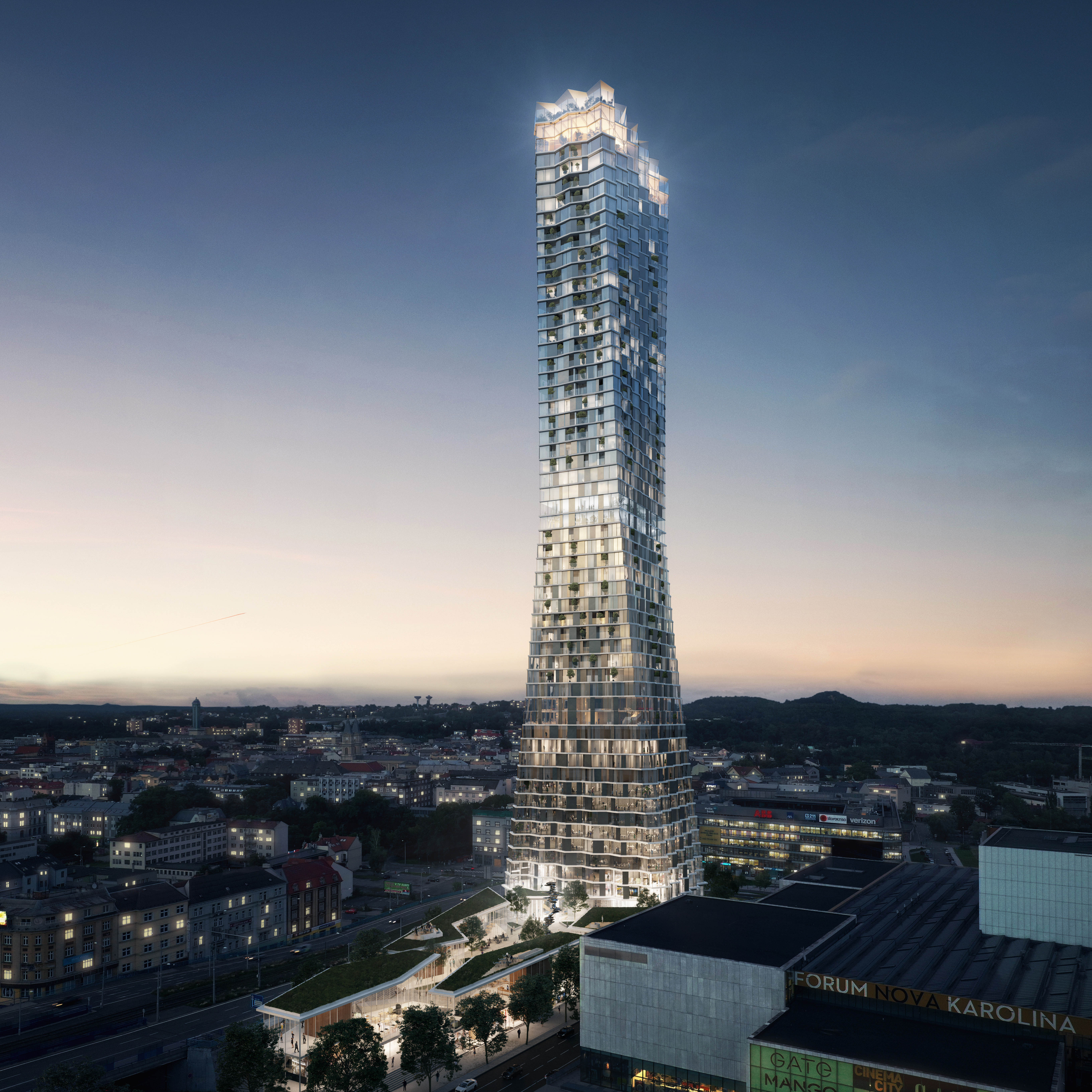 Budoucí podoba objektu Ostrava TOWER. Vizualizace: MMO 