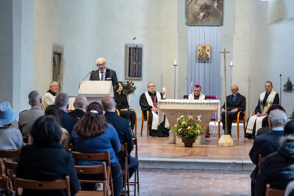 Náměstek primátora Zbyněk Pražák na ekumenické bohoslužbě k výročí osvobození Ostravy. Foto. Jiří Zerzoň