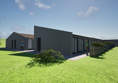 Vizualizace vzhledu nového útulku. Autor ATRIS