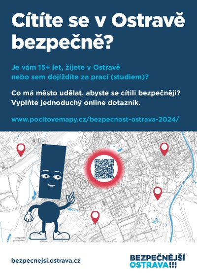 Grafický leták k průzkumu o bezpečnosti v Ostravě