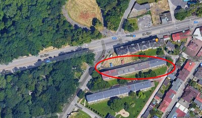 Ulice Knüpferova a U koupaliště. Zdroj: Google