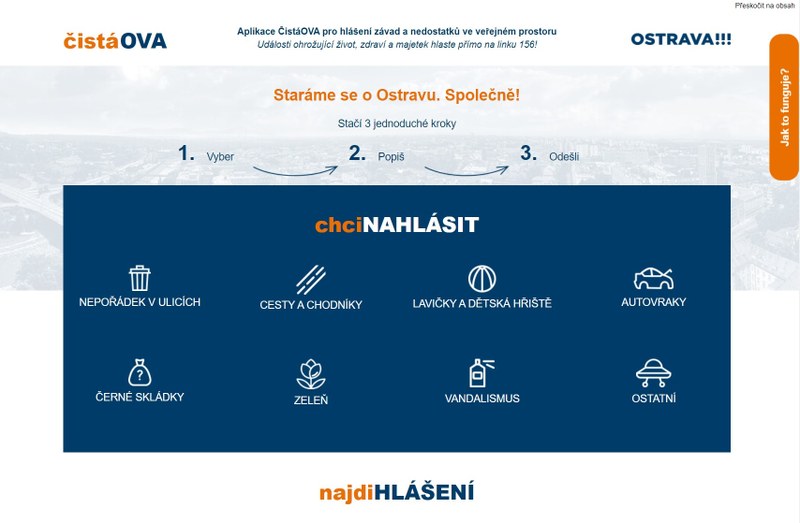Na nedostatky a závady ve veřejném prostoru v Ostravě se dá upozornit přes aplikaci čistáOVA Na nedostatky a závady ve veřejném prostoru v Ostravě se dá upozornit přes aplikaci čistáOVA