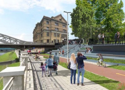 Před mostem Miloše Sýkory budou cyklostezka a komunikace bezbariérově napojeny. 