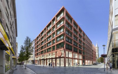 Nároží ul. Zámecké a Purkyňovy.