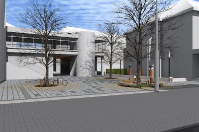 Vizualizace piazzetty u Nádražní ulice.