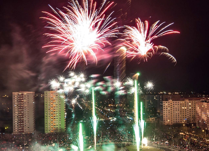 Novoroční ohňostroj v Hrabůvce 2014. Foto: Jižní listy