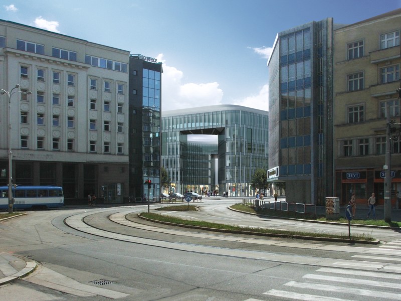 Pohled na začlenění budovy do stávající zástavby