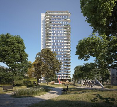 Budoucí podoba „Ostravského mrakodrapu" v Ostrčilově ulici. Vizualizace: AI DESIGN