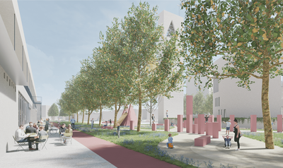 Budoucí podoba kostelního okolí. Vizualizace: Ateliér m2au