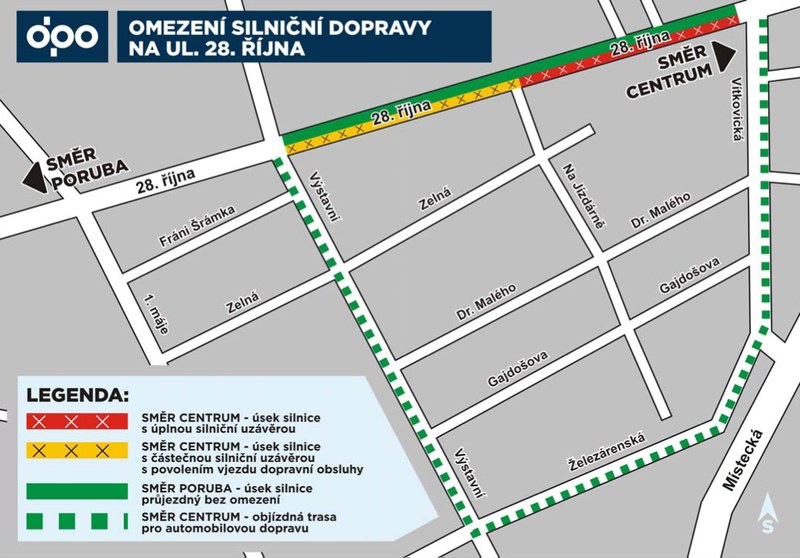 Omezení silniční dopravy na ul. 28. října Omezení silniční dopravy na ul. 28. října