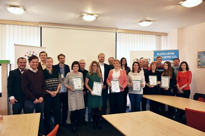 Finalisté soutěže Zelená informacím se sešli v budově ministerstva životního prostředí v Praze. Foto agentura Koniklec.