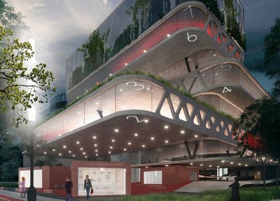 Vizualizace vítězného návrhu parkovacího domu. 