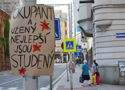 Připomínka 50 let od okupace v ostravských ulicích.  Foto: René Stejskal