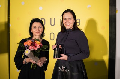 Náměstkyně primátora Andrea Hoffmannová při přebírání ceny EDUína 2021. Foto: Kateřina Lánská 