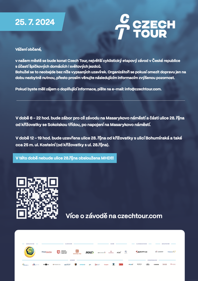 Grafický leták k dopravní organizaci během závodu