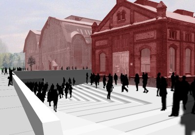 Vizualizace Trojhalí z dílny architekta J. Pleskota. O tom, zda odpovídá realitě, se můžeme přesvědčit již dnes.