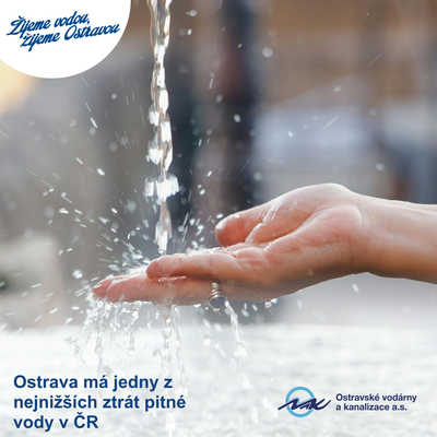 Grafika upozorňující na nízké ztráty vody v Ostravě. Zdroj: OVAK