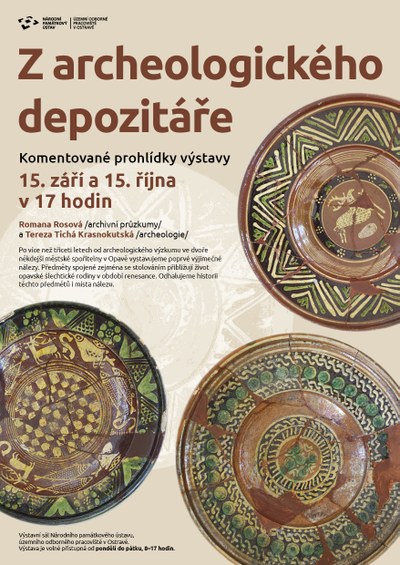 Grafická pozvánka ke komentovaným prohlídkám ostravského pracoviště Národního památkového ústavu