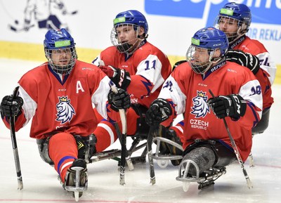 Čeští parahokejoví reprezentanti na ostravském mistrovství světa. Foto: Lukáš Kaboň 