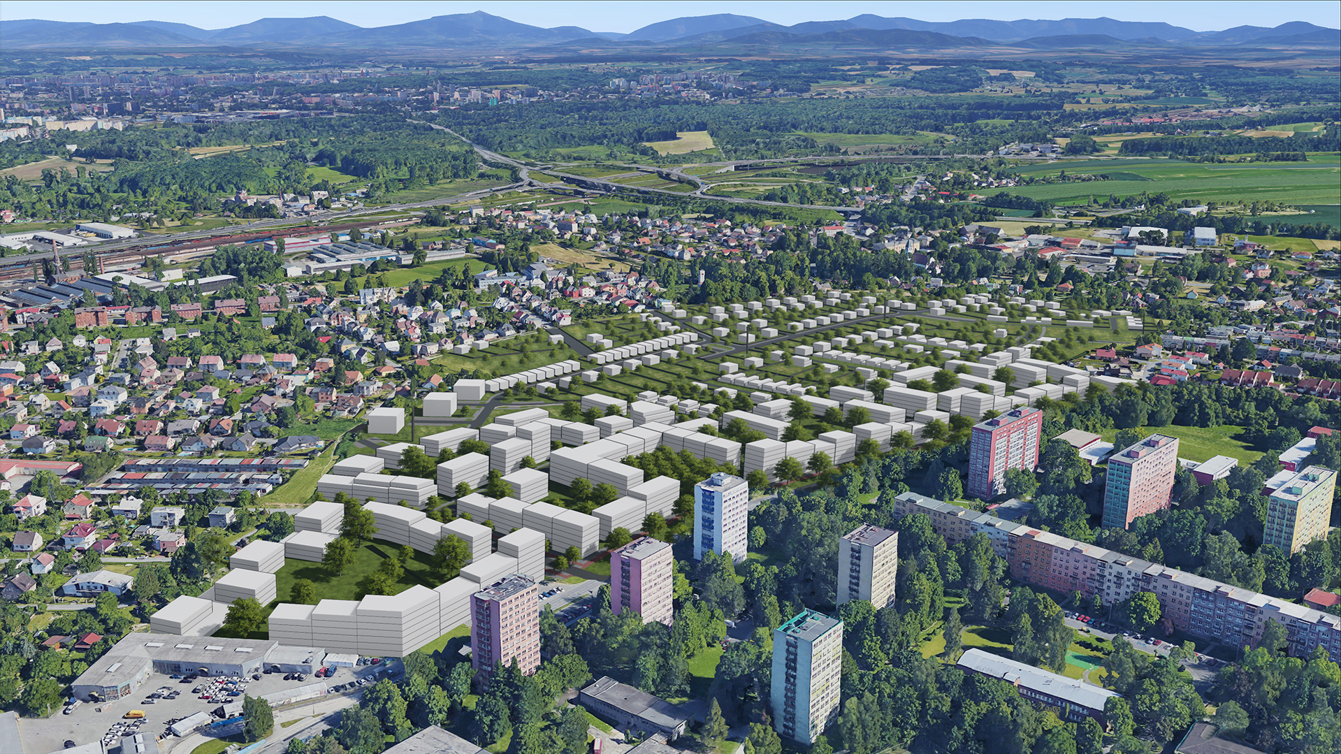 Vizualizace možné budoucí zástavby v lokalitě Polská – Mongolská.  Zdroj: MAPPA 