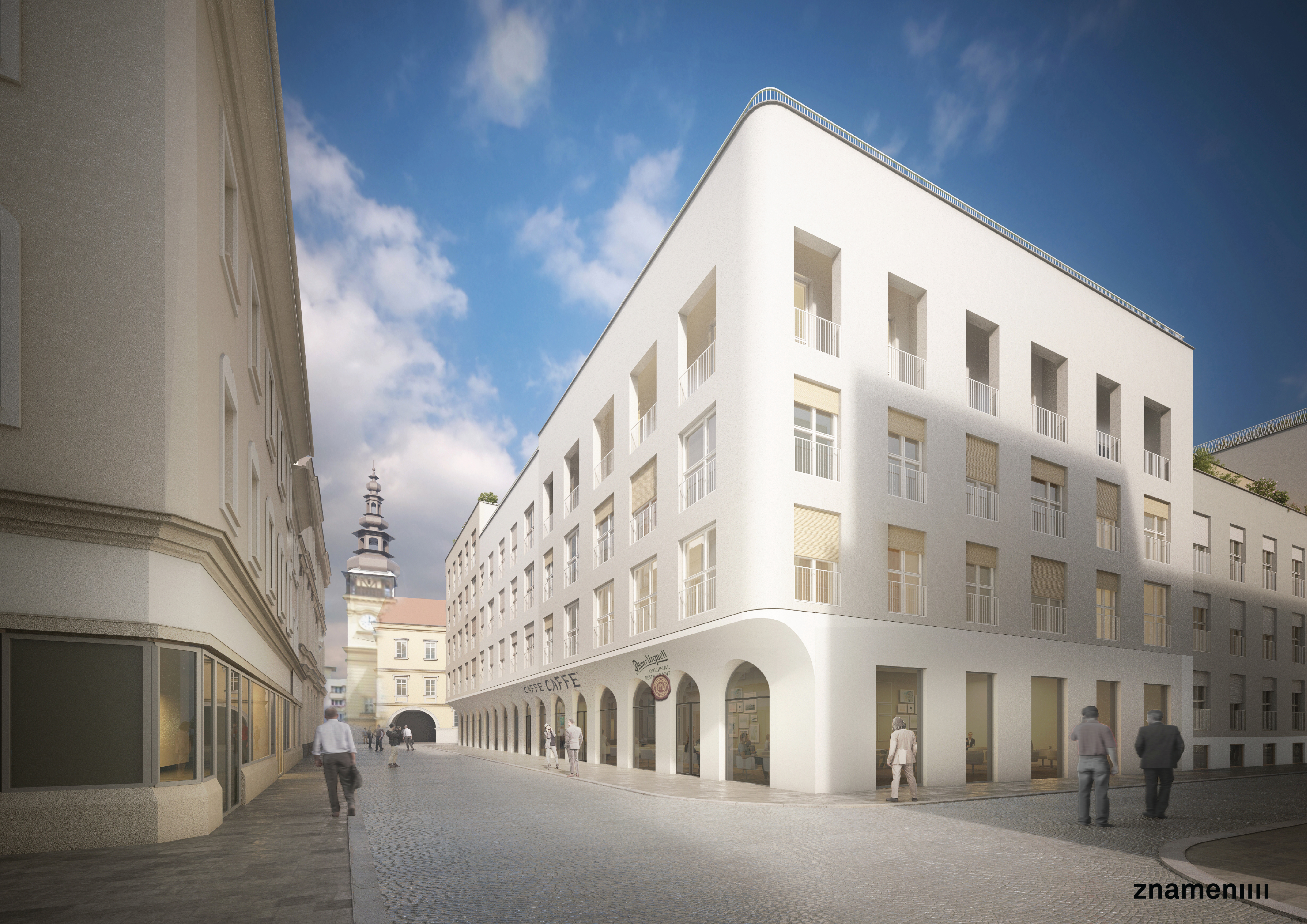 Vizualizace vzhledu Nových Laubů. Zdroj: znamení čtyř architekti Vizualizace vzhledu Nových Laubů. Zdroj: znamení čtyř architekti