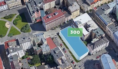 Parkovací dům vznikne za katedrálou Božského Spasitele. Zdroj: MAPPA