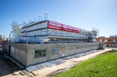 Rekonstrukce sportovní haly v Pustkovci. Foto: Vladimír Pryček