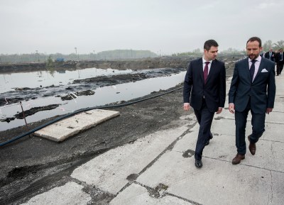 Primátor Tomáš Macura (vpravo) s ministrem Jiřím Havlíčkem při prohlídce lagun. Foto: Lukáš Kaboň