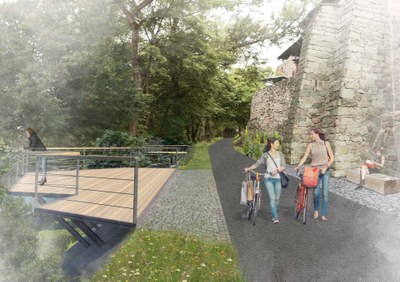 Budoucí podoba revitalizovaného území podél toku řeky Lučiny. Vizualizace: Atelier per partes